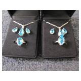 2 Dazzling SeaBlue Teardrop Pendant...