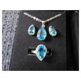 2 Dazzling SeaBlue Teardrop Pendant...