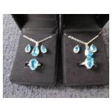2 Dazzling SeaBlue Teardrop Pendant...
