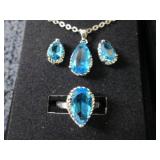 2 Dazzling SeaBlue Teardrop Pendant...