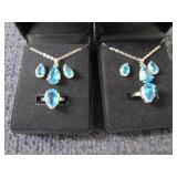 2 Dazzling SeaBlue Teardrop Pendant...