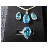 2 Dazzling SeaBlue Teardrop Pendant...