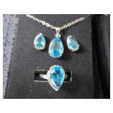 2 Dazzling SeaBlue Teardrop Pendant...