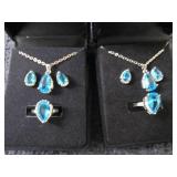 2 Dazzling SeaBlue Teardrop Pendant...