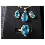2 Dazzling SeaBlue Teardrop Pendant...