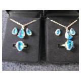 2 Dazzling SeaBlue Teardrop Pendant...