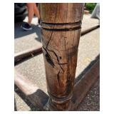 Antique Rustic Wooden Trestle Farmhouse Table with Worn Patina