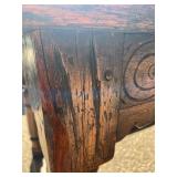 Antique Rustic Wooden Trestle Farmhouse Table with Worn Patina