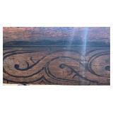 Antique Rustic Wooden Trestle Farmhouse Table with Worn Patina