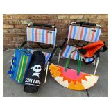 Set of 2 Neso Stripe Beach Chairs with Accessories