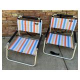 Set of 2 Neso Stripe Beach Chairs with Accessories