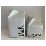 Set of 2 Â Creekview Home Emporium Ceramic Milk and Cream Carton Vases