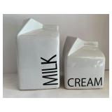 Set of 2 Â Creekview Home Emporium Ceramic Milk and Cream Carton Vases