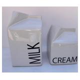 Set of 2 Â Creekview Home Emporium Ceramic Milk and Cream Carton Vases