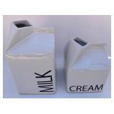 Set of 2 Â Creekview Home Emporium Ceramic Milk and Cream Carton Vases