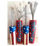 Set of 4 Pier One Patriotic Themed Decorative Firecracker Centerpieces