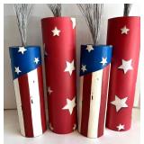 Set of 4 Pier One Patriotic Themed Decorative Firecracker Centerpieces