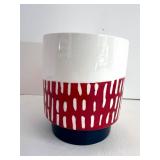 Set of 2 Wooden Sailboat Decor with Nautical Striped Sails & Ceramic Vase