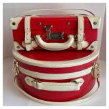Streamline Luggage Set: Vintage-Inspired Red and Ivory Hard Case