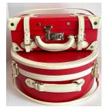 Streamline Luggage Set: Vintage-Inspired Red and Ivory Hard Case