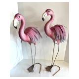 Pair of Vintage Metal Flamingo Lawn Ornaments