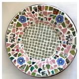 Masquerade Ink Signed Mosaic Plate, Wire Bird Stand, Assorted Straws, and Ice Ball Makers Set