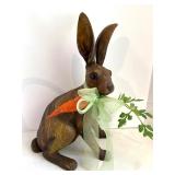 Decorative Easter Collection: Dept 56 Rabbit Sculpture, Silver Platter, and Fitz and Floyd Bunny Plate