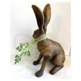 Decorative Easter Collection: Dept 56 Rabbit Sculpture, Silver Platter, and Fitz and Floyd Bunny Plate