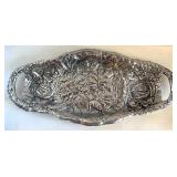 Decorative Easter Collection: Dept 56 Rabbit Sculpture, Silver Platter, and Fitz and Floyd Bunny Plate