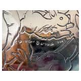 Decorative Easter Collection: Dept 56 Rabbit Sculpture, Silver Platter, and Fitz and Floyd Bunny Plate