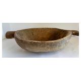 Vintage Primitive Hand-Carved Wooden Dough Bowl