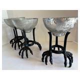 Set of 3 Metal Claw Decorative Goblets with Glass Bowls