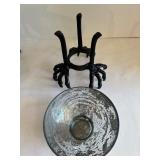 Set of 3 Metal Claw Decorative Goblets with Glass Bowls