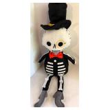 Halloween Decor Set: Maxcera Skull Plate, Apothecary Bottles, Plush Skeleton Doll