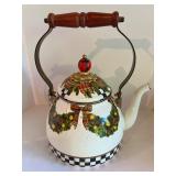Mackenzie-Childs Holiday Teapot Set with Wreath and Bow Design
