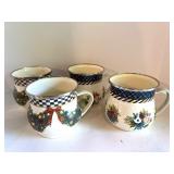 Mackenzie-Childs Holiday Teapot Set with Wreath and Bow Design