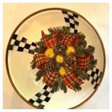 Mackenzie-Childs Holiday Teapot Set with Wreath and Bow Design