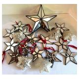 Collection of Assorted Mirror Star Ornaments and Glass Holiday Stars