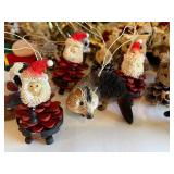Collection of Holiday Forest Animal Ornaments, Antlers and Popcorn Garland