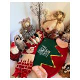 Collection of Holiday Forest Animal Ornaments, Antlers and Popcorn Garland