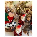 Collection of Holiday Forest Animal Ornaments, Antlers and Popcorn Garland