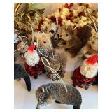 Collection of Holiday Forest Animal Ornaments, Antlers and Popcorn Garland