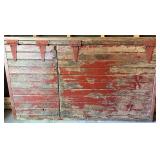 Vintage Barn Wood Door Headboard with Original Red Paint