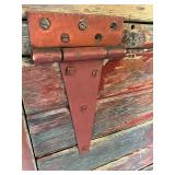 Vintage Barn Wood Door Headboard with Original Red Paint