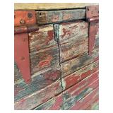 Vintage Barn Wood Door Headboard with Original Red Paint