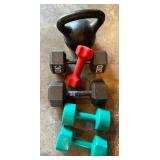 Set of Mixed Dumbbells and Kettlebell