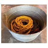 Large Galvanized Tub with Assorted Extension Cords