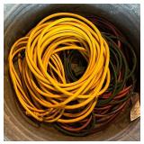 Large Galvanized Tub with Assorted Extension Cords