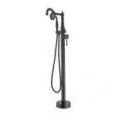 2-Handle Freestanding Floor Mounted Tub Faucet with Handheld Showerhead in Matte Black Customer Returns See Pictures
