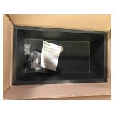 Glacier Bay Stonehaven 33 in. Undermount Single Bowl Black Onyx Granite Composite Kitchen Sink with Black Strainer  Customer Returns See Pictures